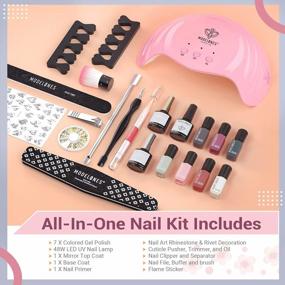 img 3 attached to Get Salon-Style Nails At Home With Modelones Gel Manicure Set: Includes 48W UV Light, 7 Pink Grey Nail Gel Colors, Bond Primer, Base Coat, And Top Coat