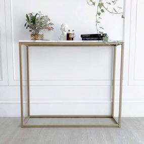 img 1 attached to Modern White Marble Console Table With Gunmetal Frame - Perfect For Entryway/Hallway/Foyer/Enterance & Living Room!