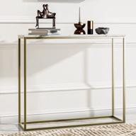 modern white marble console table with gunmetal frame - perfect for entryway/hallway/foyer/enterance & living room! logo