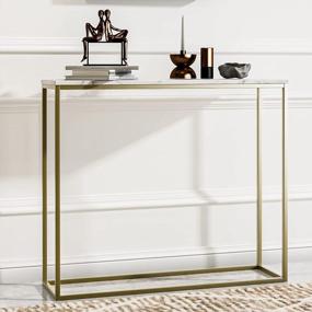 img 4 attached to Modern White Marble Console Table With Gunmetal Frame - Perfect For Entryway/Hallway/Foyer/Enterance & Living Room!