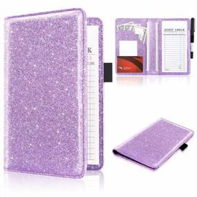 img 4 attached to Glitter Purple Server Book Bundle - Includes Waitress Guest Book, Pocket Leather Wallet, Cash & Bill Holder, And More - Perfect Waiter Accessories For Restaurant Service By ACdream