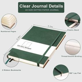 img 1 attached to AHGXG Dotted Bullet Grid Journal 2 Pack - A5 Dot Grid Notebook Softcover, Medium 5.75'' × 8.38'', 320 Numbered Pages, 120Gsm Thick Dotted Paper, Soft Leather Cover (Black Green)