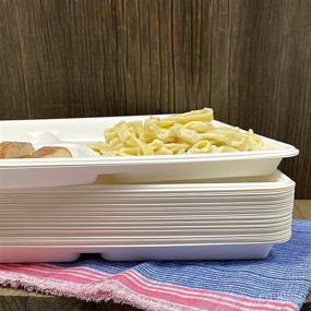 img 3 attached to 🌿 Environment-Friendly 5 Compartment School Lunch Trays - Compostable White Paper - Retro Style White - 24 Pack, Plus Bonus 50 Paper Drinking Straws