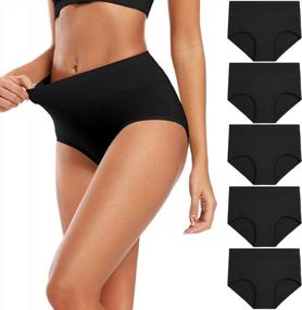 img 4 attached to Comfortable And Supportive High-Waisted Women'S Cotton Panties - Available In Regular And Plus Sizes!