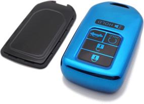 img 2 attached to Royalfox(TM) Soft TPU Remote Key Fob Case Cover - Honda Accord Civic Fit Pilot Odyssey CRV Clarity CRZ HRV Ridgeline (Blue)