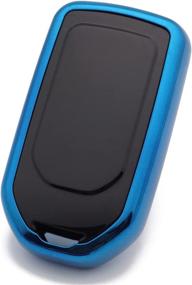 img 1 attached to Royalfox(TM) Soft TPU Remote Key Fob Case Cover - Honda Accord Civic Fit Pilot Odyssey CRV Clarity CRZ HRV Ridgeline (Blue)