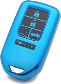 img 4 attached to Royalfox(TM) Soft TPU Remote Key Fob Case Cover - Honda Accord Civic Fit Pilot Odyssey CRV Clarity CRZ HRV Ridgeline (Blue)