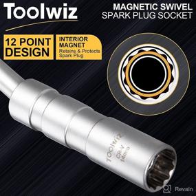 img 1 attached to 🔧 Toolwiz 14mm Spark Plug Socket 3/8-Inch Drive – Magnetic Thin Wall 12 Point Spark Plug Wrench – Easy Removal Tool with 12" Extension