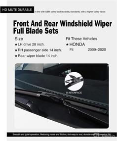 img 3 attached to 🚗 Enhanced Performance Silent Wipers for Honda Fit 2009-2020 - FIOSLPINS Front and Rear Windshield Wipers 28"/14"+14" Full Blade Set (3 Pack)