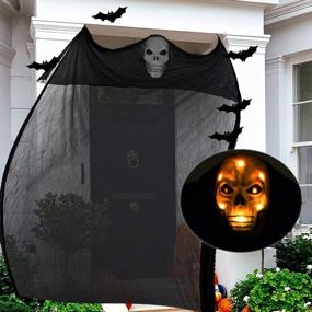 img 4 attached to Напугайте свой декор на Хэллоуин с помощью нашего страшного 12,3-футового призрачного висящего жнеца с жуткой звуковой маской черепа и жутким летающим призраком