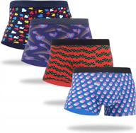 wecibor men's boxer cotton trunk underwear novelty funny comfort soft colour shorts gift multi-pack logo