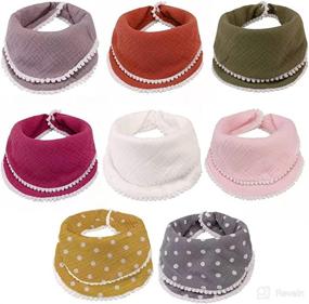 img 4 attached to 👶 8PCS Adjustable Baby Muslin Bandana Drool Bibs for Teething and Drooling - Multifunctional Scarf Bibs for Boys and Girls