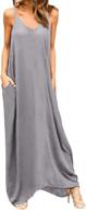 women's summer maxi dress: casual long beach sleeveless sundress with pockets & strappy style dome logo