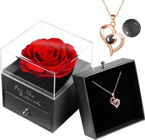 img 4 attached to Eternal Rose Box Gifts With I Love You In 100 Languages Necklace For Women - Perfect Preserved Rose Gift For Her, Girlfriend, Mom On Valentine'S Day And Christmas - Coindivi