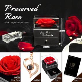 img 3 attached to Коробка с вечными розами Подарки с ожерельем «Я люблю тебя на 100 языках» для женщин - Идеальный подарок из сохранившейся розы для нее, подруги, мамы на День святого Валентина и Рождество - Coindivi
