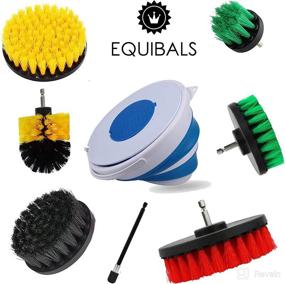 img 3 attached to 🔧 Equibals 21-Piece Drill Brush Set with Collapsible Water Bucket and Cleaning Accessories - Scrub Pads, Sponge, Buffing Pads, Power Scrubber Brush with Extended Attachment for Tiles, Sinks, Bathtub, Bathroom, and Kitchen