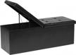 43.3"x15"x15" black faux leather storage ottoman bench w/ flipping lids - footrest & chest seat! logo
