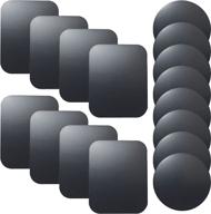 📱 salex replacement metal plates set (16 pack) for magnetic car phone holders, wall mounts, air vent holders, cases, magnets. kit of 8 black round and 8 rectangular iron discs without holes. 3m adhesive backing logo