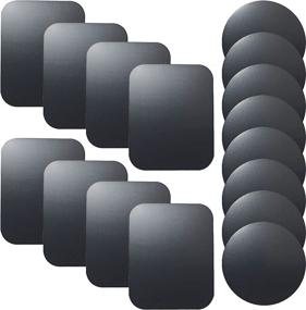 img 2 attached to 📱 SALEX Replacement Metal Plates Set (16 Pack) for Magnetic Car Phone Holders, Wall Mounts, Air Vent Holders, Cases, Magnets. Kit of 8 Black Round and 8 Rectangular Iron Discs Without Holes. 3M Adhesive Backing