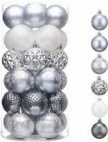 img 4 attached to Valery Madelyn 30Ct 60Mm Silver White Christmas Ball Ornaments, Shatterproof Xmas Tree Decoration Winter Frozen