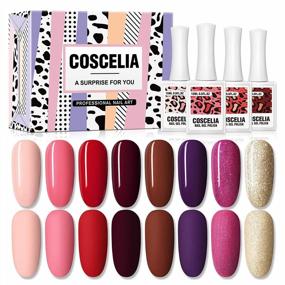 img 4 attached to Coscelia Gel Nail Polish Set - 8 Pieces Of Nude, Glitter And Fall Colors - Soak Off And Professional For Home DIY Beginners - Includes Gifts Box