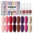 coscelia gel nail polish set - 8 pieces of nude, glitter and fall colors - soak off and professional for home diy beginners - includes gifts box logo