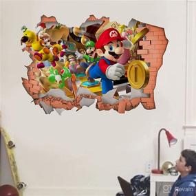 img 1 attached to 🎮 2022 Super Mario Break The Wall Sticker: Fun Cartoon Bedroom Decoration for Kids – Self-Adhesive PVC Wall Sticker