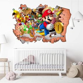 img 3 attached to 🎮 2022 Super Mario Break The Wall Sticker: Fun Cartoon Bedroom Decoration for Kids – Self-Adhesive PVC Wall Sticker