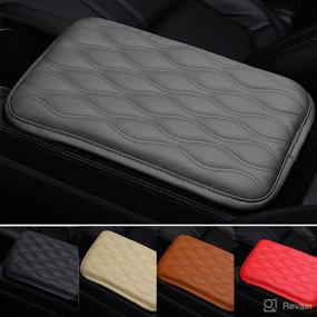 img 4 attached to 🚗 Universal PU Leather Auto Center Console Cover Pad - Waterproof, Non-Slip Car Armrest Protector - Gray