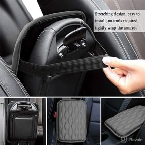 img 1 attached to 🚗 Universal PU Leather Auto Center Console Cover Pad - Waterproof, Non-Slip Car Armrest Protector - Gray