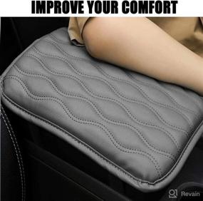 img 2 attached to 🚗 Universal PU Leather Auto Center Console Cover Pad - Waterproof, Non-Slip Car Armrest Protector - Gray