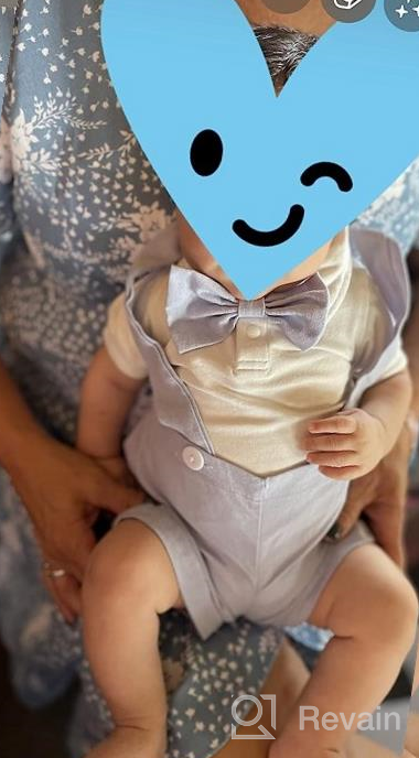 img 1 attached to Gentleman Outfits For Baby Boys: Long Sleeve Romper, Bib Pants, And Bow Tie Clothing Set By Bilison review by Natalie Adams