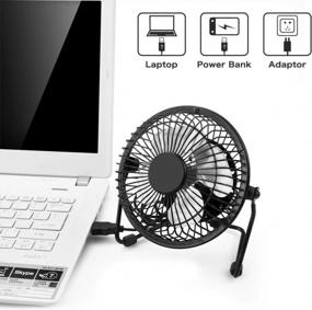 img 1 attached to Mini USB Personal Fan, Ultra Quiet Desk Metal Fan With Enhanced Airflow, 360° Rotating Portable Cooling Fan For Home Office (4 Inch - Black)
