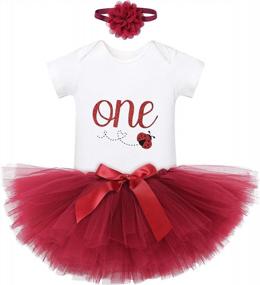 img 4 attached to Girl Ladybug 1St 2Nd Birthday Outfit Romper+Tulle Tutu+Headband 3Pcs Clothes Set Princess Dress Up Halloween Costume