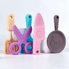 img 3 attached to BPA-Free Silicone Baby Teething Toys: Safe and Soothing Teether Set for 0-12 Months Infants