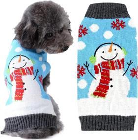 img 4 attached to DOGGYZSTYLE Pet Christmas Dog Sweaters Cute Animal Snowman Printed Puppy Xmas Costumes Winter Warm Turtleneck Jumpers Puppy Knitted Clothes Cat Outfits (M, Blue Snowman)