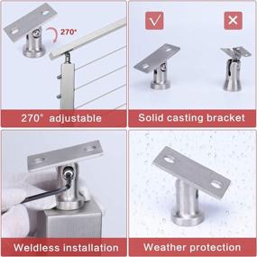 img 2 attached to 2Pack Muzata Cable Railing Post Bracket For Flat Stainless Steel/Aluminum/Wood Handrail - PA01 SL4 & PA1