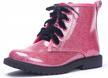 glitter combat ankle boots for kids - waterproof, lace-up design with side zipper for girls and boys in toddler, little kid, and big kid sizes logo