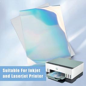 img 2 attached to Bulk Pack Of 60 Holographic Rainbow Sticker Sheets For Inkjet And Laser Printers - Printable, Waterproof Vinyl Stickers In 8.5X11 Inches