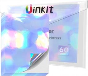 img 4 attached to Bulk Pack Of 60 Holographic Rainbow Sticker Sheets For Inkjet And Laser Printers - Printable, Waterproof Vinyl Stickers In 8.5X11 Inches
