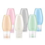 🧳 convenient & tsa approved 3oz travel bottles, leak proof & bpa free! get 6 silicone cosmetic toiletry containers for shampoo, lotion, soap & more! логотип