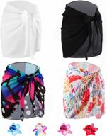 hazms 2-4 pieces sarong coverups for women bathing suit wrap swimsuit skirt beach bikini cover up swimwear chiffon logo