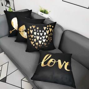 img 2 attached to 18X18 Black Foil Decorative Pillow Cover - 4 Pack Super Soft Eyelashes Lips Love Printed Cushion Case For Sofa Chair Car Bed