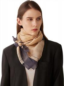 img 4 attached to Upgrade Your Style With PINCTROT'S Glamorous Large Square Scarf Featuring Silk, Metal, And Acrylic Blend With Buckle