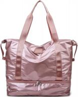pink waterproof weekender bag for women with shoe compartment and toiletry bag - ideal for short trips, gym, sports and business travel carry on overnight bag logo