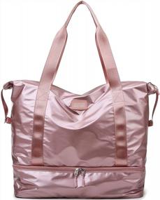 img 4 attached to Pink Waterproof Weekender Bag For Women With Shoe Compartment And Toiletry Bag - Ideal For Short Trips, Gym, Sports And Business Travel Carry On Overnight Bag