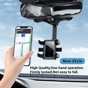 img 3 attached to 📱 Upgraded Rotatable and Retractable Car Phone Holder- 2022 Multifunctional Rearview Mirror Phone Holder, 360 Degree Rotatable Mirror Mount for All Cellular Devices (Black 2pc)