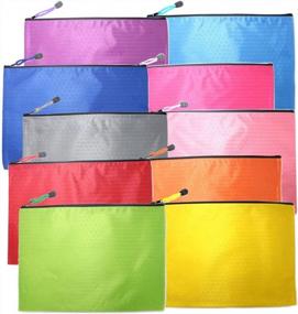 img 1 attached to Football Pattern Fabric Zip File Bags A3 Size - 5 Pcs Oaimyy Mesh Zipper Pouch Documents Storage Bag Random Color