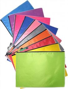 img 2 attached to Football Pattern Fabric Zip File Bags A3 Size - 5 Pcs Oaimyy Mesh Zipper Pouch Documents Storage Bag Random Color