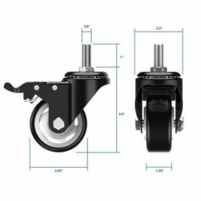 img 3 attached to Upgrade Your Furniture With HOLKIE 3-Inch Total Locking Stem Casters Set Of 4 – Heavy Duty Swivel Castors, Black